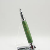 VR-BBC Vertex Box Elder Dyed Green Rollerball With Chrome Trim