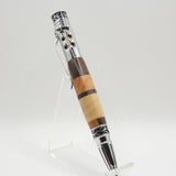 GS-FB Gear Shift Segmented Domestic Hardwoods Pen With Chrome Trim