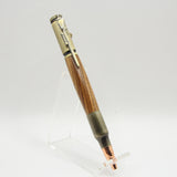 B-EEC Bolt Action Zebrawood Pen With Antique Brass Trim