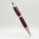 PS-I Pirate Skull Purpleheart Twist Pen With Antique Pewter Trim
