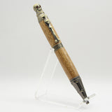 PS-AA Pirate Skull Teak Twist Pen With Antique Pewter Trim