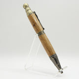PS-AA Pirate Skull Teak Twist Pen With Antique Pewter Trim
