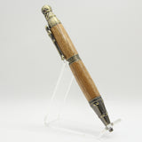 PS-AA Pirate Skull Teak Twist Pen With Antique Pewter Trim