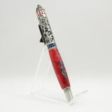 SH-D Nasa Shuttle Rollerball Pen Red Acrylic With Antique Pewter Trim