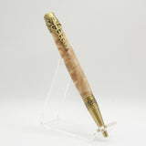 MD-AD Medical Maple Burl Twist Pen With Antique Brass Trim