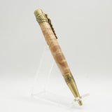 MD-AD Medical Maple Burl Twist Pen With Antique Brass Trim