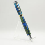 HMF-H Hexagon Magnetic Fountain Green and Blue Hybrid Acrylic With Chrome and Gold Trim