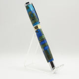 HMF-H Hexagon Magnetic Fountain Green and Blue Hybrid Acrylic With Chrome and Gold Trim