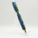 HMF-H Hexagon Magnetic Fountain Green and Blue Hybrid Acrylic With Chrome and Gold Trim