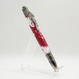 FB-CB Football Crimson and White Acrylic Twist Pen With Antique Pewter Trim