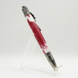 FB-CB Football Crimson and White Acrylic Twist Pen With Antique Pewter Trim