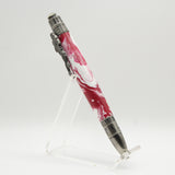FB-CB Football Crimson and White Acrylic Twist Pen With Antique Pewter Trim