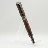 BNF-AE Broadwell Nouveau Fountain Pen Mexican Ebony With Gun Metal and 22kt Gold Plate Trim