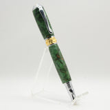 BNR-A Broadwell Nouveau Rollerball Green Maple Burl With Chrome and Gold Trim