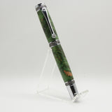 MJ-A Majestic Rollerball Green Maple Burl With Chrome and Gun Metal Trim