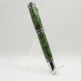 MJ-A Majestic Rollerball Green Maple Burl With Chrome and Gun Metal Trim