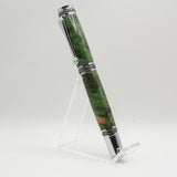MJ-A Majestic Rollerball Green Maple Burl With Chrome and Gun Metal Trim