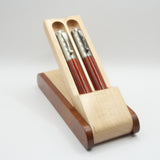 MGS-A Magnetic Fountain and Rollerball Pen Set Padauk With Antique Pewter Trim (Pen Case Included)