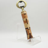 BO-B Bottle Opener Segmented Domestic Hardwoods With Antique Brass Trim