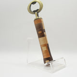 BO-B Bottle Opener Segmented Domestic Hardwoods With Antique Brass Trim