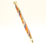 S-CFA Slimline Multi-Colored Laminate Twist Pen with Antique Brass Trim