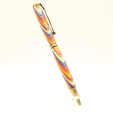 S-CFA Slimline Multi-Colored Laminate Twist Pen with Antique Brass Trim