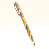 S-CFA Slimline Multi-Colored Laminate Twist Pen with Antique Brass Trim