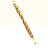 S-CFC Slimline Multi-Colored Laminate Twist Pen with Gold Trim
