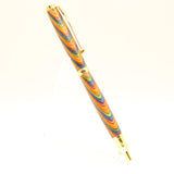 S-CFC Slimline Multi-Colored Laminate Twist Pen with Gold Trim