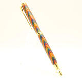 S-CFC Slimline Multi-Colored Laminate Twist Pen with Gold Trim
