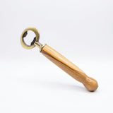 BO-I Bottle Opener Olivewood With Antique Brass Trim