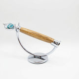 RS-FI Razor Handle Teak With Stainless Steel Head & Stand