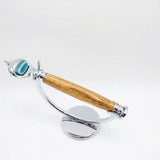 RS-FI Razor Handle Teak With Stainless Steel Head & Stand