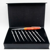 CS-BA Crochet Hook Set Dyed Red Curly Maple With Satin Chrome Trim