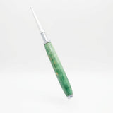 CS-BD Crochet Hook Set Dyed Green Curly Maple With Satin Chrome Trim