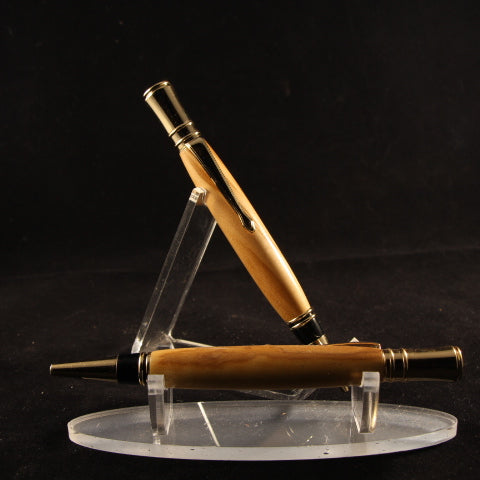 ES-E Executive Olivewood Twist Pen and Pencil Set With Gold Trim With Case
