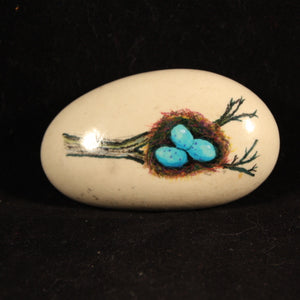 WOODM005 - Small Blue Egg with Twig - 2" Tall