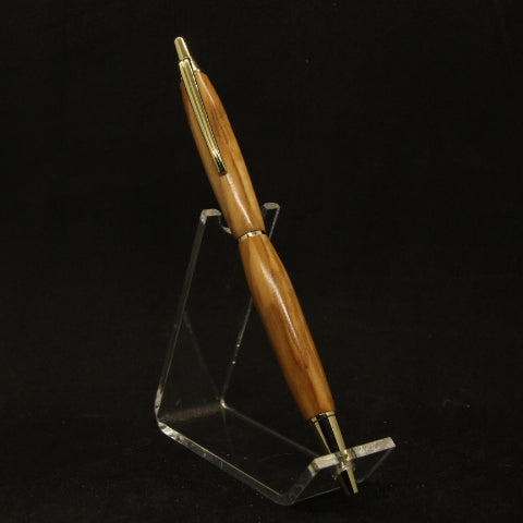 S-BFG Slimline Olive Wood Click Pen With Gold Trim