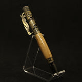 BW-D Birdwatcher Olivewood Click Pen with Antique Brass Trim