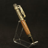 BW-E Birdwatcher Pecan Click Pen with Antique Brass Trim