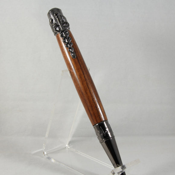 MD-D Medical Bolivian Rosewood Twist Pen With Gun Metal Trim