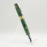 BNR-B Broadwell Nouveau Rollerball Green Box Elder With Chrome and 22kt Gold Plate Trim
