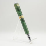 BNR-B Broadwell Nouveau Rollerball Green Box Elder With Chrome and 22kt Gold Plate Trim