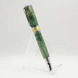 BNR-B Broadwell Nouveau Rollerball Green Box Elder With Chrome and 22kt Gold Plate Trim