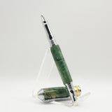 BNR-B Broadwell Nouveau Rollerball Green Box Elder With Chrome and 22kt Gold Plate Trim