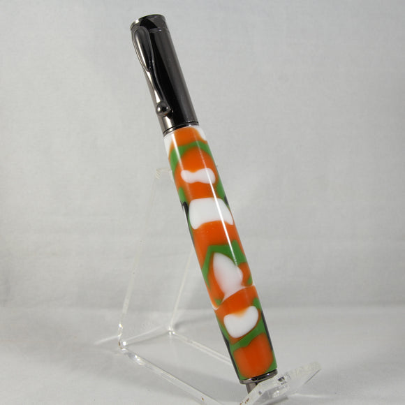MR-AG Magnetic Rollerball Green, Orange and White Acrylic With Gun Metal Trim