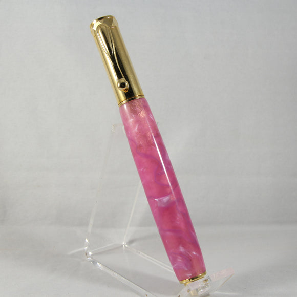 MR-AH Magnetic Rollerball Pink  Acrylic With Gold Trim