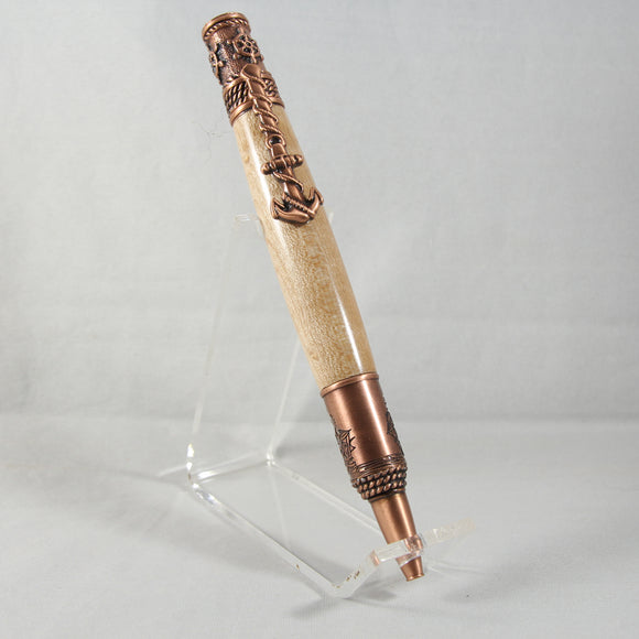 NT-A Nautical Birdeye Maple Twist Pen With Antique Copper Trim