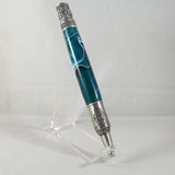 NT-B Nautical Blue & White Acrylic Twist Pen With Antique Petwer Trim