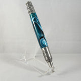 NT-B Nautical Blue & White Acrylic Twist Pen With Antique Petwer Trim